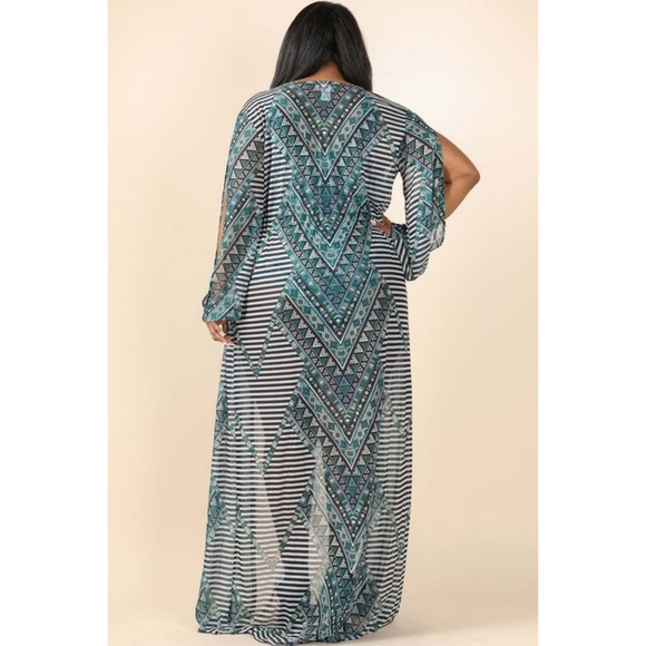 Printed mesh cover-up. COVER-UP ONLY!! OLIVE - Picture 8 of 8